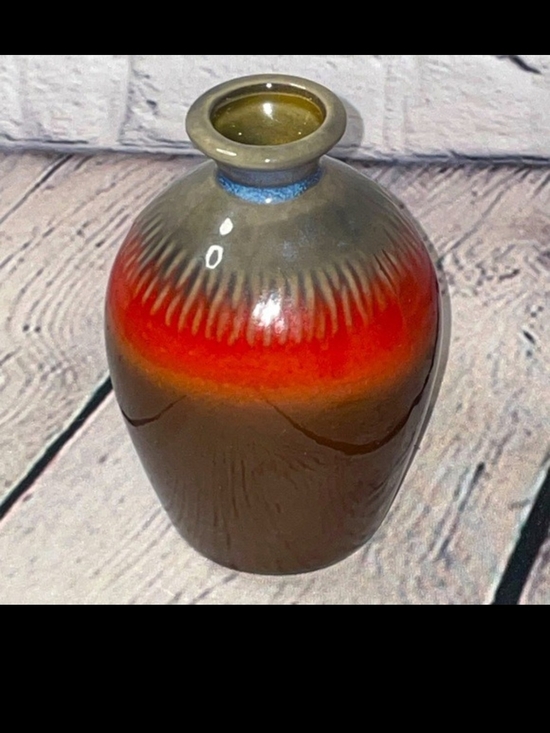 Other - Handmade Ceramic Vase with Red and Brown Gradient